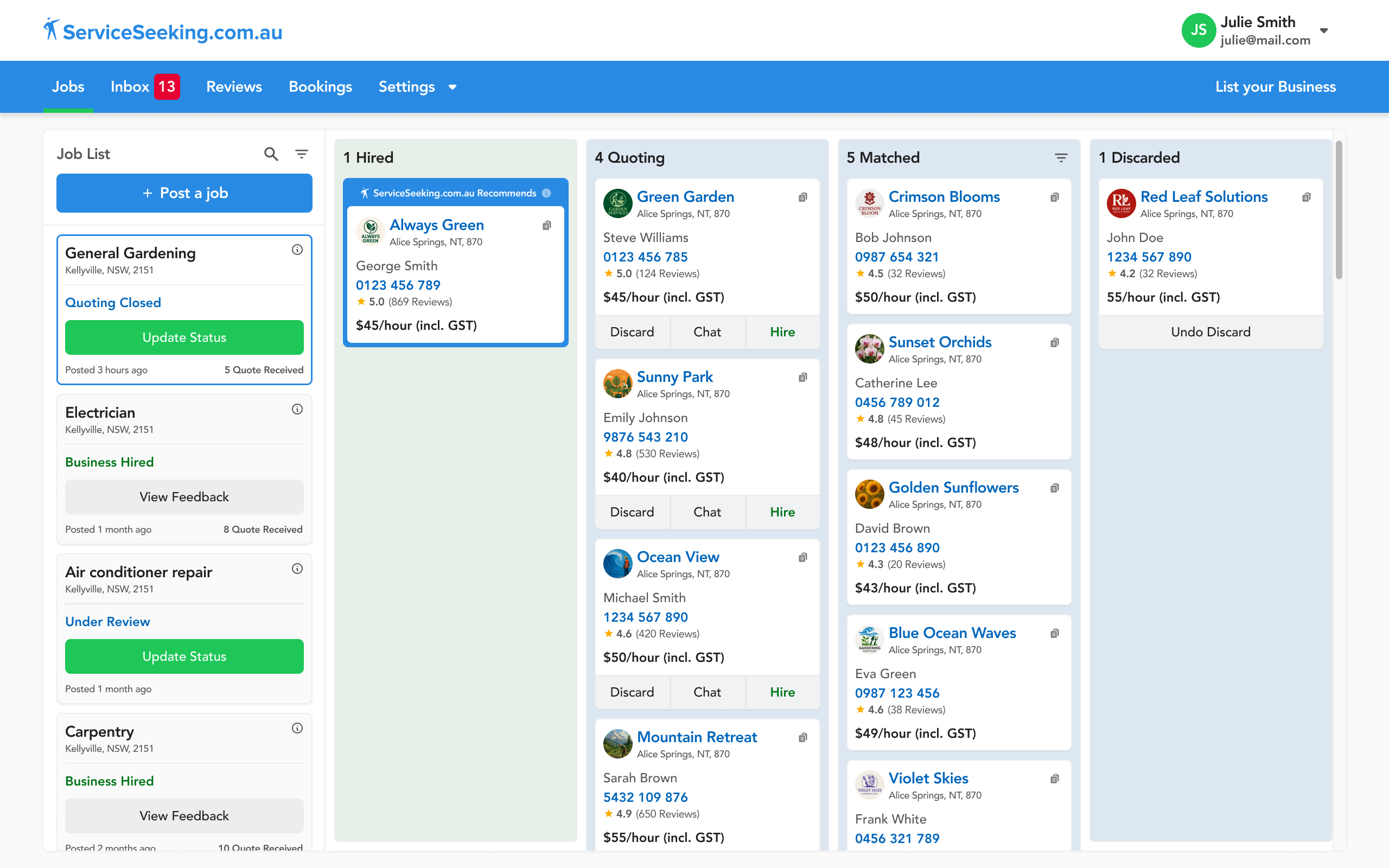 Featured Business on Jobs Page