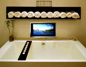 waterproof television bathroom gadget