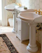 Pedestal sinks remain popular for their practicality and simple elegance.