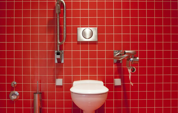 red theme coloured bathroom