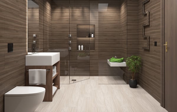 clean brown bathroom tiles 