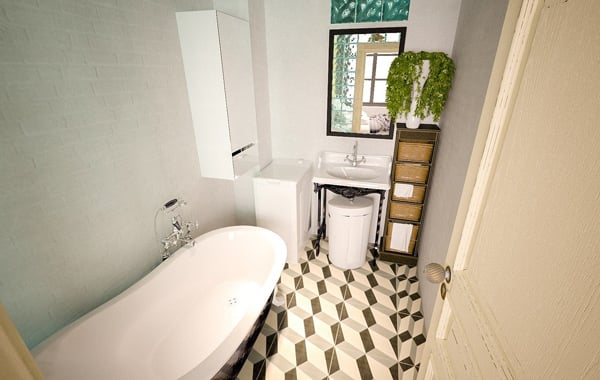 white bathroom tiles designed