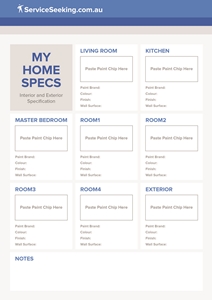 House-Painting Checklist Colour Specs